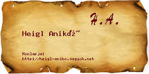 Heigl Anikó névjegykártya